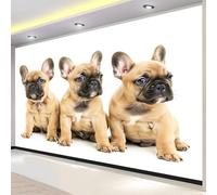 Photo Wallpaper French Bulldog 3D Effect Cute Dogs Wall Mural Decoration Poster Picture Modern Design 200x140 cm Murals Wall Art for Living Room Bedroom Kitchen a-6506