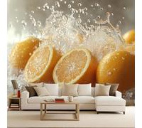 Photo Wallpaper Fruit Washed Orange 150x105 cm 3D Effects Mural Non-Woven Matte Waterproof Wall Poster TV Background Decorative for Room Living Bedroom Restaurant Office Home Renovation