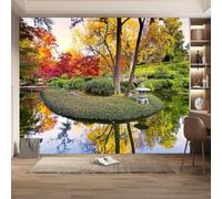 Photo Wallpaper Garden Landscape 3D Effect Autumn Wall Mural Decoration Poster Picture Modern Design 250x175 cm Murals Wall Art for Living Room Bedroom Kitchen a-7339