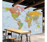 Photo Wallpaper Geographic Maps 250x175 cm Art Wall Mural Non-Woven Large 3D Panoramic Poster Giant World Map Wallpaper Murals for Living Room,Bedroom,Kids Room,Office,TV Background Home Deco