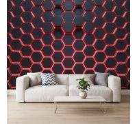 Photo Wallpaper Glowing Hexagon Non-Woven Art Print 350x256 cm | Wall Mural Science Fiction Modern Geometric Poster, for Living Room Bedroom
