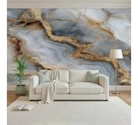 Photo Wallpaper Gold Leaf Marble Gray 150x105cm(W x H) Non-Woven Art Print Wall Mural Decoration Gilded Marble Poster Picture Design Modern Living Room Kitchen Bedroom Wall Mural