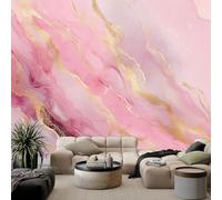 Photo Wallpaper Gold Veins Pink Marble 250 x 175 cm Mural Large TV Background - Pink Non-Woven 3D Murals for Living Room Bedroom Decoration Poster Wall Covering