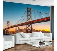Photo Wallpaper Golden Gate Bridge 3D Effect Architecture Wall Mural Decoration Poster Picture Modern Design 150x105 cm Murals Wall Art for Living Room Bedroom Kitchen a-4473