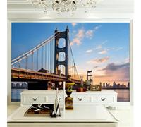 Photo Wallpaper Golden Gate Bridge 3D Effect Bridge Architecture Wall Mural Decoration Poster Picture Modern Design 300x210 cm Murals Wall Art for Living Room Bedroom Kitchen a-7100