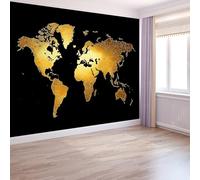 Photo Wallpaper Golden Map Geometry Murals, 350 x 256 cm (W x H) Wall Mural Wallpaper, Realism Wall Art for Living Room Bedroom Children's Room Corridor Office and Kids Room