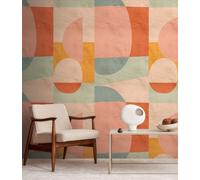 Photo wallpaper graphic pattern shapes retro pink orange 39858-1 (5,23£/1qm)