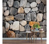 Photo Wallpaper Gray 3D Stone 315x215cm,Realistic Abstract Art Silk Cloth Decor Wallpaper for Living Room Bedroom Kids Room Nursery