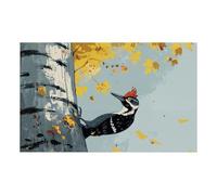 Photo Wallpaper Green Tree Woodpecker Wallpaper for Bedroom Adults Children Non-Woven No Glue Large Wall Art for Home Renovation Decoration Wall Murals for Living Room 350x240cm