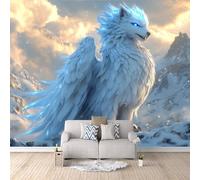 Photo Wallpaper Griffin 200 x 200 cm / 78.7" x 78.7" - Non-Woven Premium Art Print Fleece Wall Mural Decoration Poster Picture Design Modern - Blue Abstract Animal Wolf G-B-1367-Y-C