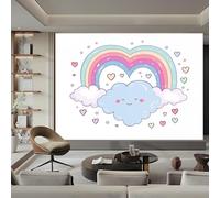 Photo Wallpaper Hearts Rainbows Clouds Wall Decor, Cute Wall Mural, 500 x 280 cm (W x H) for Living Room Bedroom Children's Room Corridor Office
