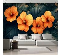 Photo Wallpaper Hibiscus Floral 200 x 140 cm 3D Wall Mural | Tropical Leaf Non-Woven Premium Art Mural Decoration Poster Picture for Living Room Bedroom Office Kids N/355