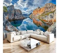 Photo Wallpaper High Mountains Lakes Wall Mural 3D Wall Mural Decoration Poster Sky Scenery Premium Non-Woven Wallpaper Wall Art for Living Room Bedroom Children's Room Office W366xH254 12yf25