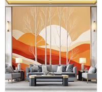 Photo Wallpaper Hill Pattern 138" x 101"/350 x 256 cm(WxH), Non-Woven Wall Art Mural Minimalist Style Wallpaper for Bedroom Living Room Bathroom Adults, Not Peel and Stick, Red Orange