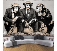 Photo Wallpaper Hip Hop Monkey 150×105cm Non-Woven Premium Art Print Mural 3D Effect Decoration Poster, Abstract Animals Graffiti Picture Design Modern Bedroom Living Room Decoration -Grey