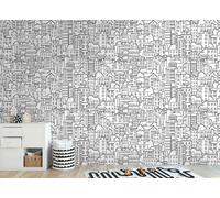 Photo wallpaper houses trees city skyline white black 39860-1 (5,23£/1qm)