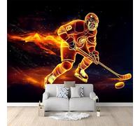 Photo Wallpaper Ice Hockey Player 3D Effect Sports Events Wall Mural Decoration Poster Picture Modern Design 200x140 cm Murals Wall Art for Living Room Bedroom Kitchen a-3498