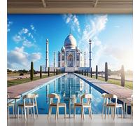 Photo Wallpaper India Taj Mahal Architecture Wall Mural 3D Wall Mural Decoration Poster Premium Non-Woven Wallpaper Wall Art for Living Room Bedroom Children's Room Office W200xH140cm 2yf1182