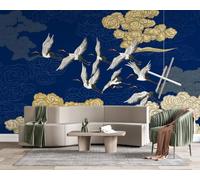 Photo Wallpaper Japanese Crane Non-Woven Matt Paste the Wall Mural | Wipeable Panoramic Mural Wallpaper Chinese Oriental Cloud Waterproof Wall Art 500x280 cm for Living Room Bedroom Kid Room z69
