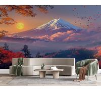 Photo Wallpaper Japanese Mount Fuji Non-Woven Matt Paste the Wall Mural | Wipeable Panoramic Mural Wallpaper Maple Leaf Landscape Waterproof Wall Art 200x140 cm for Living Room Bedroom Kid Room L253