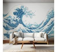 Photo Wallpaper Japanese Style Sea Wave, Wall Mural Japan Ukiyo-E Blue Ocean Drawing Style, Decor Poster Picture Design Murals Wall Art, for Living Room Bedroom 150cmx105cm