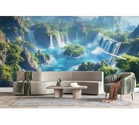 Photo Wallpaper Karst Peak Forests Waterfalls Wall Mural 3D Wall Mural Decoration Poster Affordable Luxury Natural Premium Non-Woven Wallpaper Wall Art for Living Room Bedroom Office W366xH254 24f11