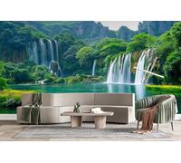 Photo Wallpaper Lakes and Waterfalls Wall Mural 3D Wall Mural Decoration Poster Forest Scenery Premium Non-Woven Wallpaper Wall Art for Living Room Bedroom Children's Room Office W366xH254 15yf32