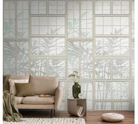 Photo wallpaper leaf pattern tropical window cream green 39845-1 (5,23£/1qm)