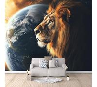 Photo Wallpaper Lion Galaxy 250x175 cm 3D Printed Animal Wall Paper Non-Woven Fabric No Adhesive Backing Mural Wall Easy to Install Clean for Dining Room Interiors Poster Bedroom Accessories