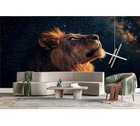 Photo Wallpaper Lion Starry Sky Wall Mural 3D Wall Mural Decoration Poster Celestial Wind Premium Non-Woven Wallpaper Wall Art for Living Room Bedroom Children's Room Office W200xH140 17yf70