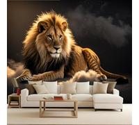Photo Wallpaper Lion, Wallpaper Art Photo Lion 250x175cm Animal Wildness 3D Murals Full Wall Panel Coverage DIY Creative Restyling Accent Mural Living Room Bedroom Kids Room Decoration