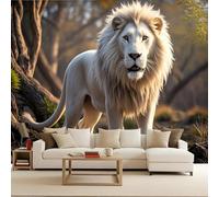 Photo Wallpaper Lion, Wallpaper Art Photo Lion 450x315cm Mysterious Fantasy 3D Murals Full Wall Panel Coverage DIY Creative Restyling Accent Mural Living Room Bedroom Kids Room Decoration