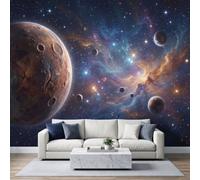 Photo Wallpaper Living Room Sci-Fi Space Cosmos Wallpaper Mural | Planet Planets Nebulae Wall Mural 200 x 140 cm Non-Woven Premium Decoration Poster Picture for Bedroom TV Backdrop