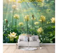 Photo Wallpaper Lotus 200 x 200 cm / 78.7" x 78.7" - Non-Woven Premium Art Print Fleece Wall Mural Decoration Poster Picture Design Modern - White Lotus in The Pond G-B-1367-Y-C