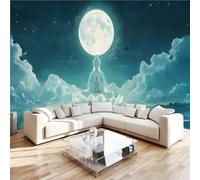 Photo Wallpaper Lotus Under The Moon Art Wall Mural 3D Wall Mural Decoration Poster Premium Non-Woven Wallpaper Wall Art for Living Room Bedroom Children's Room Office W500xH280 7yf342