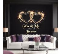Photo Wallpaper Love Theme Wall Decor, Gold Heart-Shaped Wall Mural, 450 x 280 cm (W x H) for Living Room Bedroom Children's Room Corridor Office