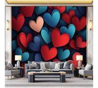 Photo Wallpaper Love Theme Wall Decor Premium Non-Woven 3D Print, 350 x 256 cm (W x H), 3D Heart Wall Mural Kids Bedroom & Home Decoration