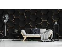 Photo Wallpaper Luxury Matte Hexagons 366x254cm,Abstract Lines Geometric Silk Cloth Decor Wallpaper,for Living Room Bedroom Kids Room Nursery