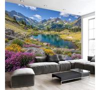 Photo Wallpaper Magnificent Valley Scenery 400 X 280 Cm 3D Wall Mural Non-Woven Realistic Natural Scenery Wall Mural Photo Wallpaper Decoration Poster for Living Room Kids Bedroom, Green