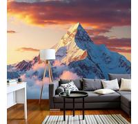 Photo wallpaper Majestic Snow-Covered Mountains - Sacred Mountains Wallpaper Wall Decor Mural Modern Wall Wallpaper Gold Non-woven Wallpaper For Living Room Bedroom Children's Room Wall Decor, 350cm x