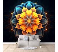 Photo Wallpaper Mandala Wall Mural 3D 150 × 105 cm (W x H) Bohemian Exotic Flowers Wall Mural for Bedroom, Non-Woven Wallpaper Living Room Sofa TV Background Decoration Murals