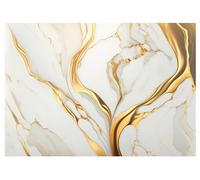Photo Wallpaper Marble Gold Grey Abstract Stone Wall 416 x 254 cm - Includes Paste - for Living Room Bedroom Hallway Non-Woven Wallpaper Motif Wallpaper Ready to Assemble