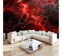 Photo Wallpaper Marble Red Texture Wall Mural Red Large Poster 350 x 256 cm (WxH) for Living Room Bedroom Tv Background Wall Home Decoration