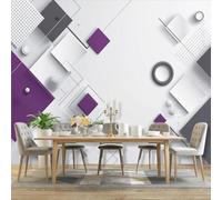 Photo Wallpaper Minimalist 3D Geometric Squares Pattern Wall Mural, White Art Print Non-Woven Wallpaper Mural for Living Room Bedroom, 400 x 280 cm Large Murals Wall Decor