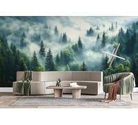 Photo Wallpaper Mist Forest Wall Mural 3D Wall Mural Decoration Poster Nature Premium Non-Woven Wallpaper Wall Art for Living Room Bedroom Children's Room Office W366xH254 16yf200
