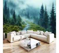 Photo Wallpaper Misty Forest Wall Mural 3D Decoration, W250xH175 | Nature Pine Tree Premium Non-Woven Wallpaper Wall Art Poster for Living Room Bedroom Kids Room Office V/974
