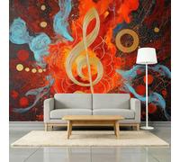 Photo Wallpaper Modern Abstract Music Notes, Non-Woven Wall Mural 200 x 140 cm - Wall Art Poster Mural Wallpaper for Music Room Study Boy's Room Decoration