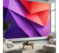 Photo Wallpaper Modern Geometric Abstract Triangles 400 x 280 cm Mural Large TV Background - Purple Non-Woven 3D Murals for Living Room Bedroom Decoration Poster Wall Covering