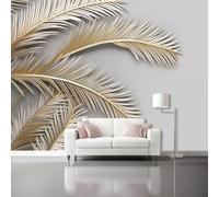 Photo Wallpaper Modern Plant Palm Leaf - Grey Wall Mural Wallpaper for Bedroom Mural Bathroom Patterned Wall Paper Living Room, 400 x 280 cm (W x H) TV Background Decoration