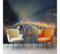 Photo Wallpaper Mural 150 x 105 cm (W x H) - Oil Painting Paris Street Non-Woven Art Print Murals, Grey Interior Decor Wallpaper for Bedroom Living Room TV Backdrop Home